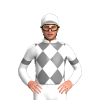 WHITE, GREY DIAMOND CHECKS, GREY ARMBANDS, White cap