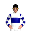 WHITE, NAVY BAND, SLEEVES, WHITE HOOPS, Black cap
