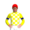 YELLOW, WHITE CHECKS, YELLOW SLEEVES, NAVY ARMBAND, Red cap