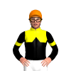 YELLOW, BLACK HALVED , BLACK DIAMOND BAND, BLACK SLEEVES, YELLOW ARMBAND,YELLOW COLLAR, Orange cap