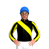 BLACK, YELLOW RIGHT SASH, STRIPED SLEEVES, Blue cap