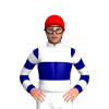 WHITE, NAVY BAND, SLEEVES, WHITE HOOPS, Red cap