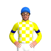 YELLOW, WHITE CHECKS, YELLOW SLEEVES, NAVY ARMBAND, Blue cap