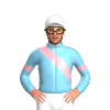 SKY BLUE,LIGHT PINK RIGHT SASH,SKY BLUE SLEEVES,LIGHT PINK ARMBANDS, White cap