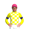 YELLOW, WHITE CHECKS, YELLOW SLEEVES, NAVY ARMBAND, Pink cap