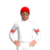 WHITE ,RED DOUBLE ARMBANDS, Red cap