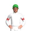 WHITE ,RED DOUBLE ARMBANDS, Green cap