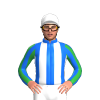 BLUE,WHITE STRIPES,BLUE SLEEVES,GREEN STRIPES, White cap