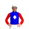 MEDIUM BLUE, WHITE DIAMOND BAND, RED SLEEVES, White cap