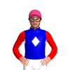 MEDIUM BLUE, WHITE DIAMOND BAND, RED SLEEVES, Pink cap