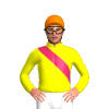 YELLOW, CERISE RIGHT SASH, Orange cap