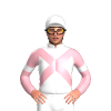 WHITE, LIGHT PINK CROSSED SASHES, SLEEVES, WHITE ARMBAND, White cap