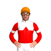 WHITE, RED HALVES, RED DIAMOND BAND, RED SLEEVES, WHITE ARMBANDS, Orange cap
