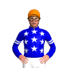 MEDIUM BLUE, WHITE STARS, MEDIUM BLUE SLEEVES, WHITE DOUBLE ARMBANDS, Orange cap