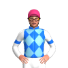 BLUE, SKY BLUE DIAMOND CHECKS, WHITE SLEEVES, BLUE ARMBANDS, Pink cap