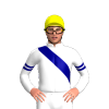 WHITE, NAVY RIGHT SASH, NAVY DOUBLE ARMBANDS, Yellow cap