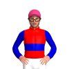 RED, MEDIUM BLUE DOUBLE BAND, MEDIUM BLUE SLEEVES, Pink cap