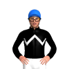 BLACK, WHITE ZIGZAG CHEVRON, Blue cap