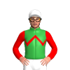 GREEN, RED ZIGZAG CHEVRON, SLEEVES, White cap