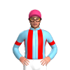 SKY BLUE, RED STRIPES, SKY BLUE SLEVEES, RED ARMBANDS, Pink cap