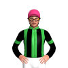 GREEN, BLACK STRIPES, BLACK SLEEVES, GREEN ARMBANDS, Pink cap