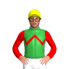GREEN, RED ZIGZAG CHEVRON, SLEEVES, Yellow cap