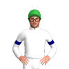 WHITE, NAVY BLUE ARMBANDS, Green cap