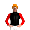BLACK, RED SLEEVES, Orange cap