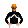 BLACK, WHITE ZIGZAG CHEVRON, Orange cap