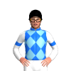 BLUE, SKY BLUE DIAMOND CHECKS, WHITE SLEEVES, BLUE ARMBANDS, Black cap