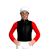 BLACK, RED SLEEVES, White cap