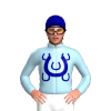Light Blue, Dark Blue Horseshoe And Whip, Horseshoes And Whip Sleeves And Cap