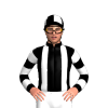 Black, White Braces, Hooped Sleeves And Quartered Cap