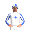 White, Royal Blue Kangaroo, Striped Sleeves, Quartered Cap