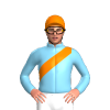 Sky Blue, Orange Sash And Cap