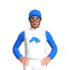 White, Blue Horse Head, Sleeves And Cap