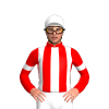 WHITE, RED STRIPES, SLEEVES, WHITE ARMBANDS, RED COLLAR, Red cap