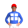 Royal Blue, White Squares, Red Cap