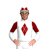 WHITE, MAROON FOUR DIAMONDS, WHITE SLEEVES, MAROON HALVES, WHITE CAP,MAROON DIAMONDS