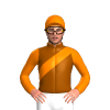 BROWN, ORANGE SASH, SLEEVES, CAP