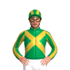EMERALD GREEN, GOLD CROSS SASHES, STRIPES SLEEVES, STRIPES CAP