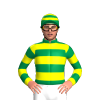 EMERALD GREEN WITH YELLOW HOOPS, EMERALD GREEN WITH YELLOW HOOPS SLEEVES, EMERALD GREEN WITH YELLOW HOOPED CAP