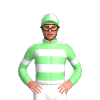 LIGHT GREEN & WHITE HOOPS, LIGHT GREEN SLEEVES, WHITE ARMBANDS, LIGHT GREEN , WHITE QUARTERED CAP