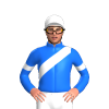 BLUE, WHITE SASH, WHITE ARMBANDS, WHITE CAP