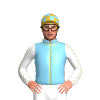 SKY BLUE, GOLD SEAMS, WHITE SLEEVES WITH GOLD SEAMS, GOLD & SKY BLUE CHEQUERED CAP