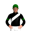 Black, White Sash, Dark Green Armbands & Cap