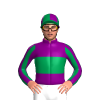 PURPLE, EMERALD GREEN BAND, PURPLE STRIPED SLEEVES , QUARTERED CAP