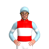  RED , WHITE BAND, LIGHT BLUE SLEEVES, WHITE ARMBAND, LIGHT BLUE CAP