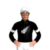 BLACK, SILVER FERN, BLACK SLEEVES, WHITE ARMBANDS, WHITE CAP