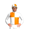 ORANGE,WHITE QUARTERS, WHITE SLEEVES, COLLAR, WHITE CAP,ORANGE QUARTERS